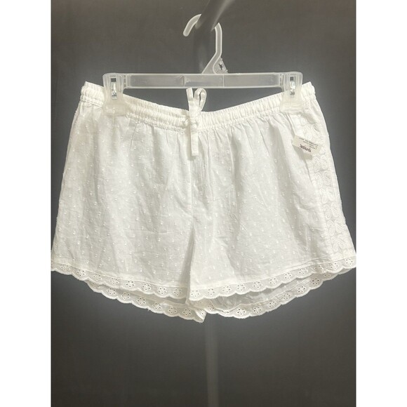 Marina Luna Womens S Eyelet Embroidered White PJ Shorts or Swim cover Shorts NWT - Picture 1 of 12